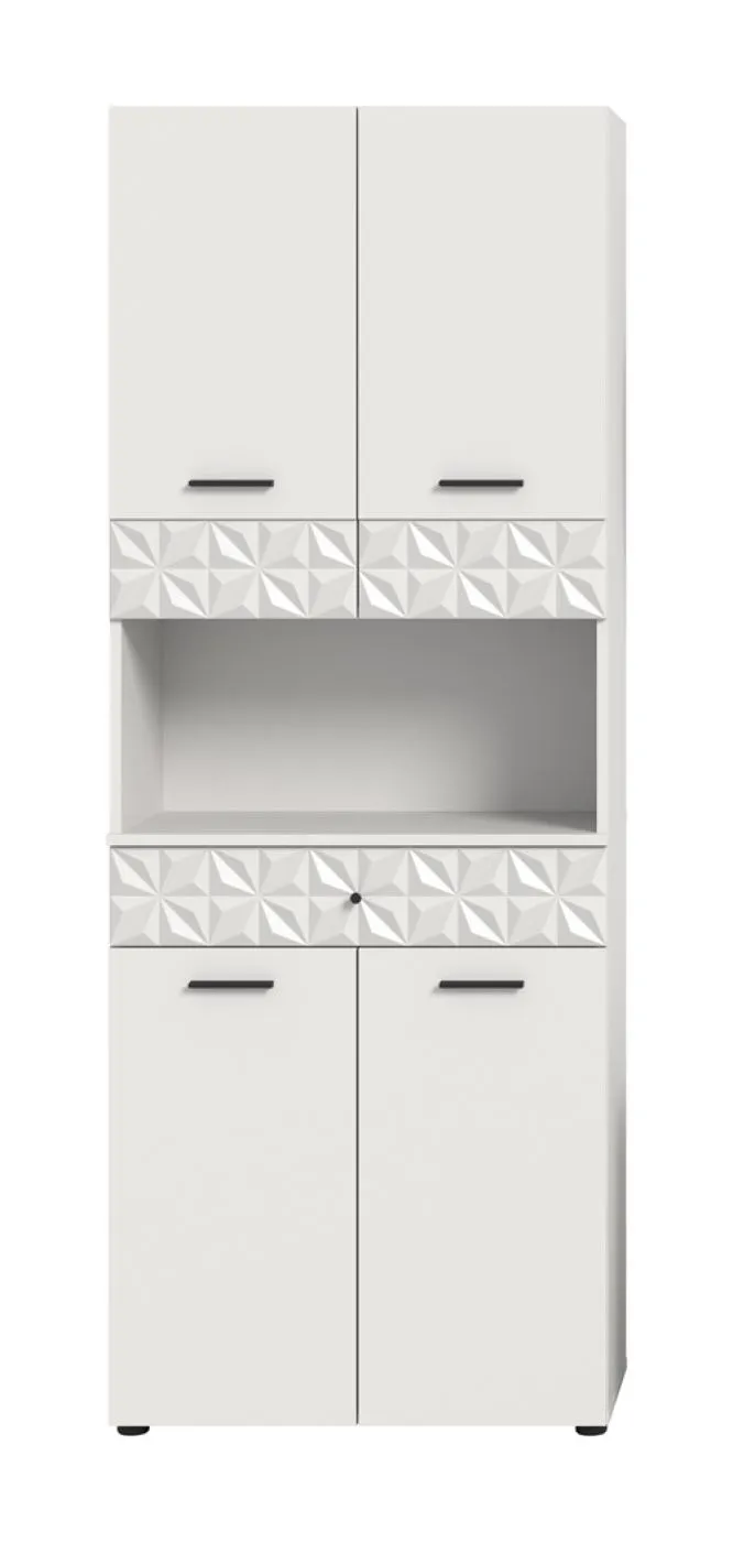 Hochschrank breit Prisma | weiß / weiß Hochglanz