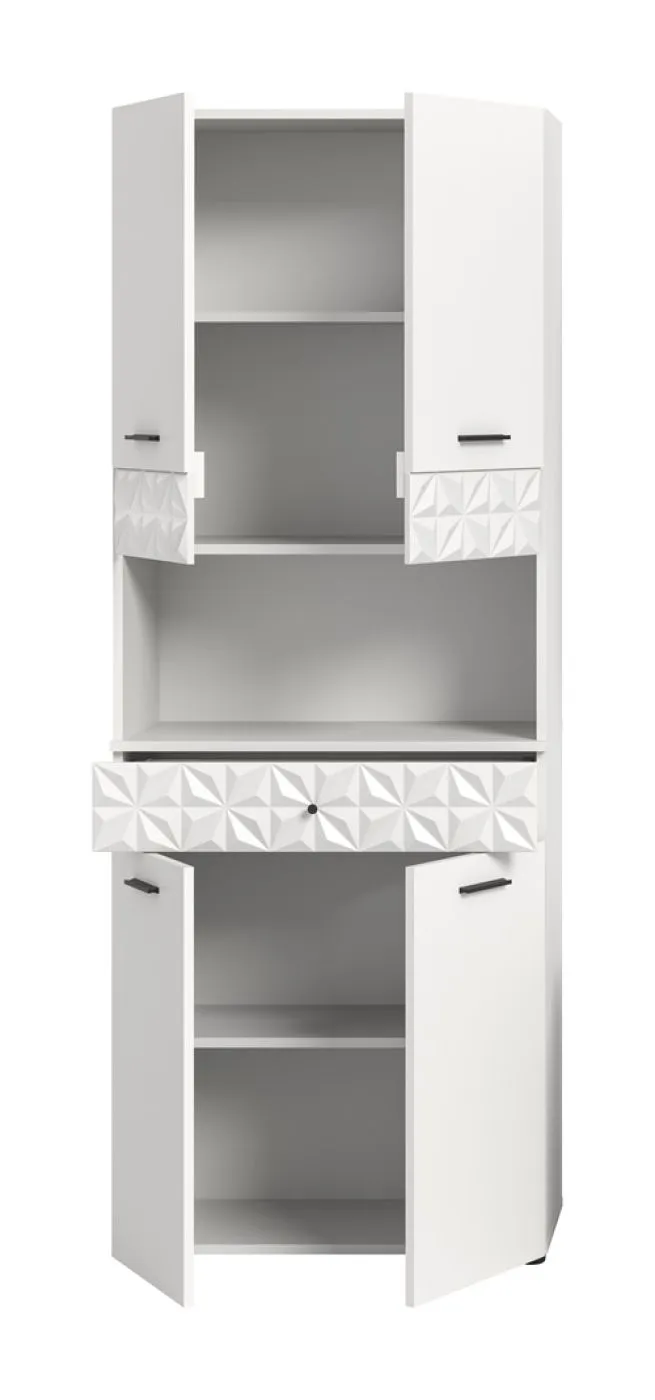 Hochschrank breit Prisma | weiß / weiß Hochglanz