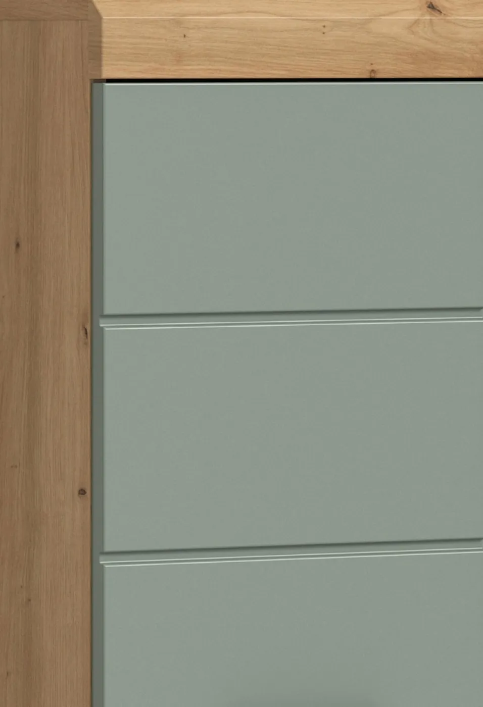 Hochschrank breit Scout | mit Schubkasten | Salbei / Artisan Eiche