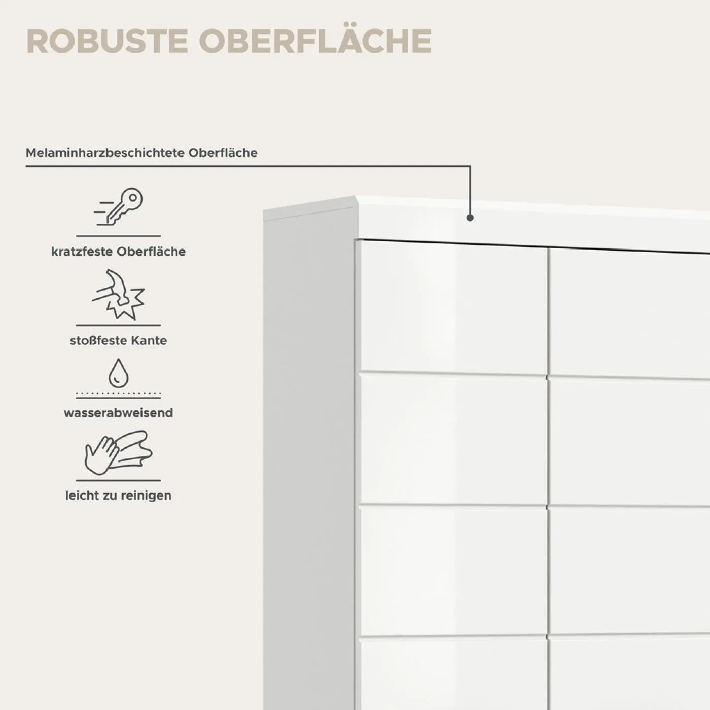 Hochschrank breit Scout | weiß Hochglanz / weiß