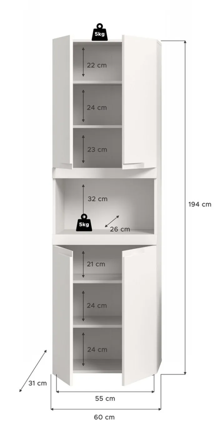Hochschrank breit Viana | weiß