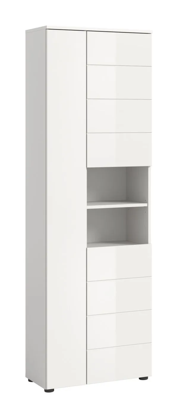 Hochschrank breit Vira | weiß / weiß Hochglanz