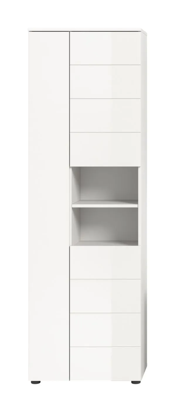 Hochschrank breit Vira | weiß / weiß Hochglanz