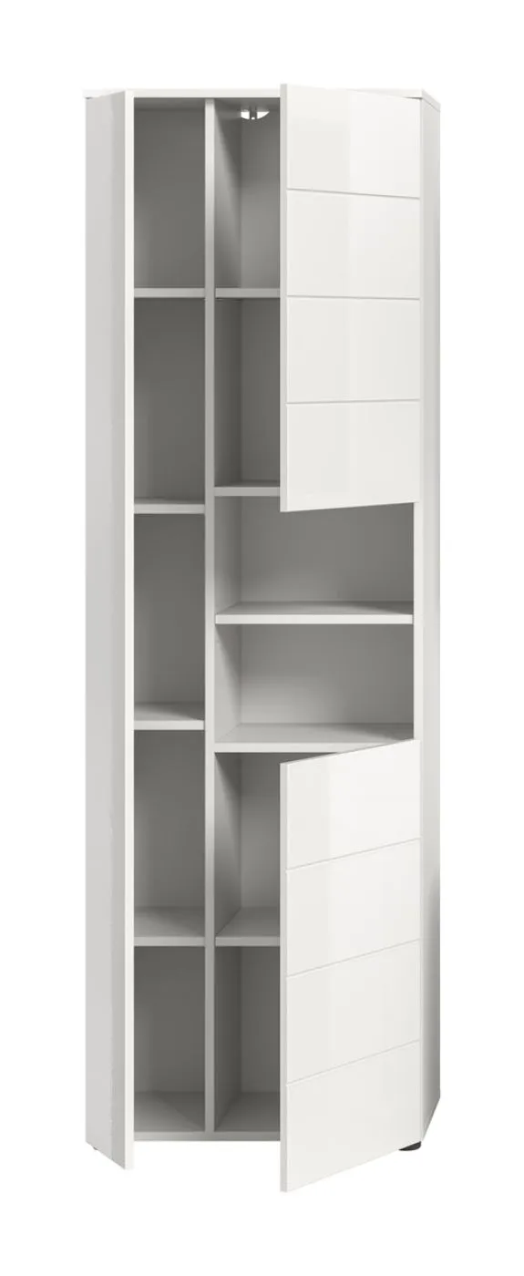 Hochschrank breit Vira | weiß / weiß Hochglanz