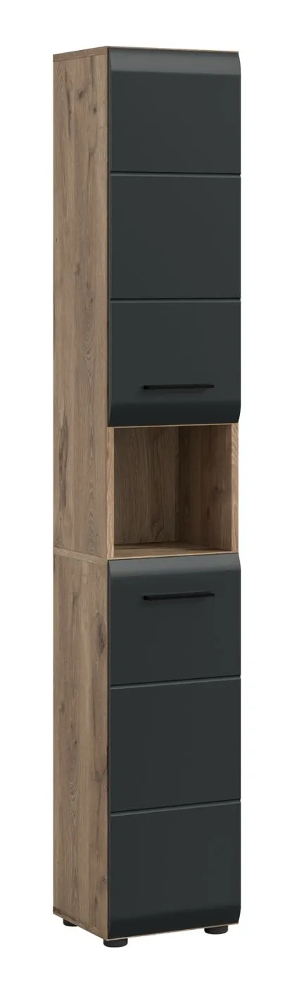 Hochschrank Ice | Nox Oak / schwarz matt