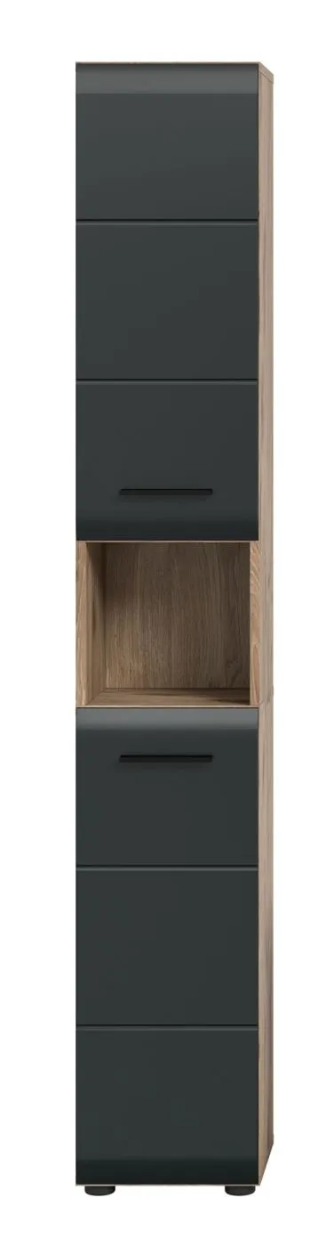 Hochschrank Ice | Nox Oak / schwarz matt