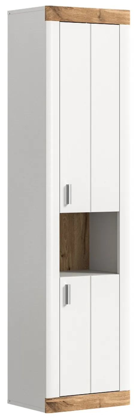 Hochschrank Laredo | weiß / Nox Oak