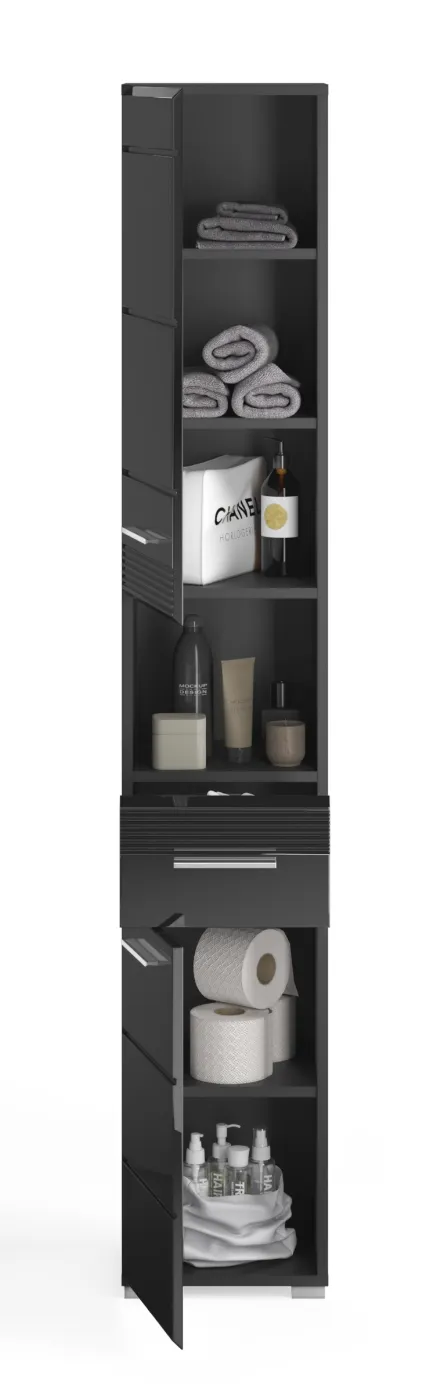 Hochschrank Linus | schwarz Hochglanz