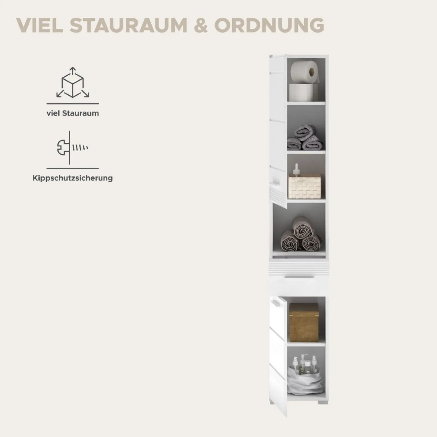 Hochschrank Linus | weiß Hochglanz