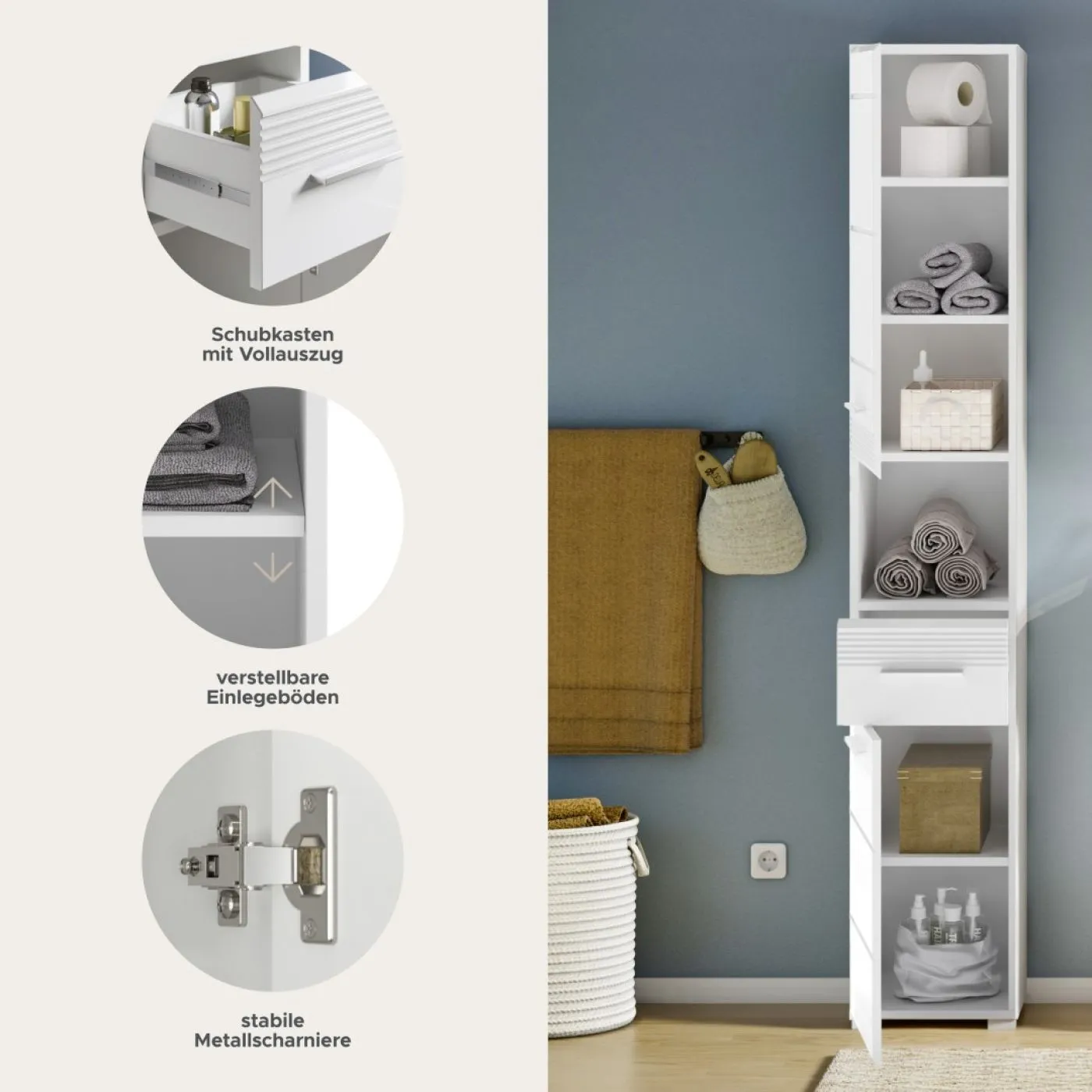 Hochschrank Linus | weiß Hochglanz