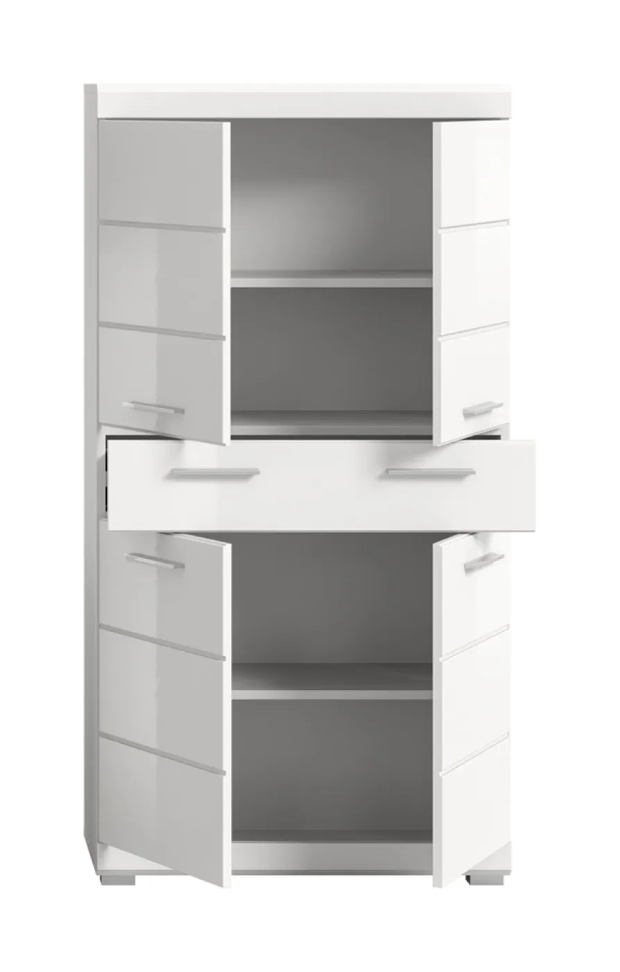 Hochschrank Midischrank Scout | weiß Hochglanz / weiß