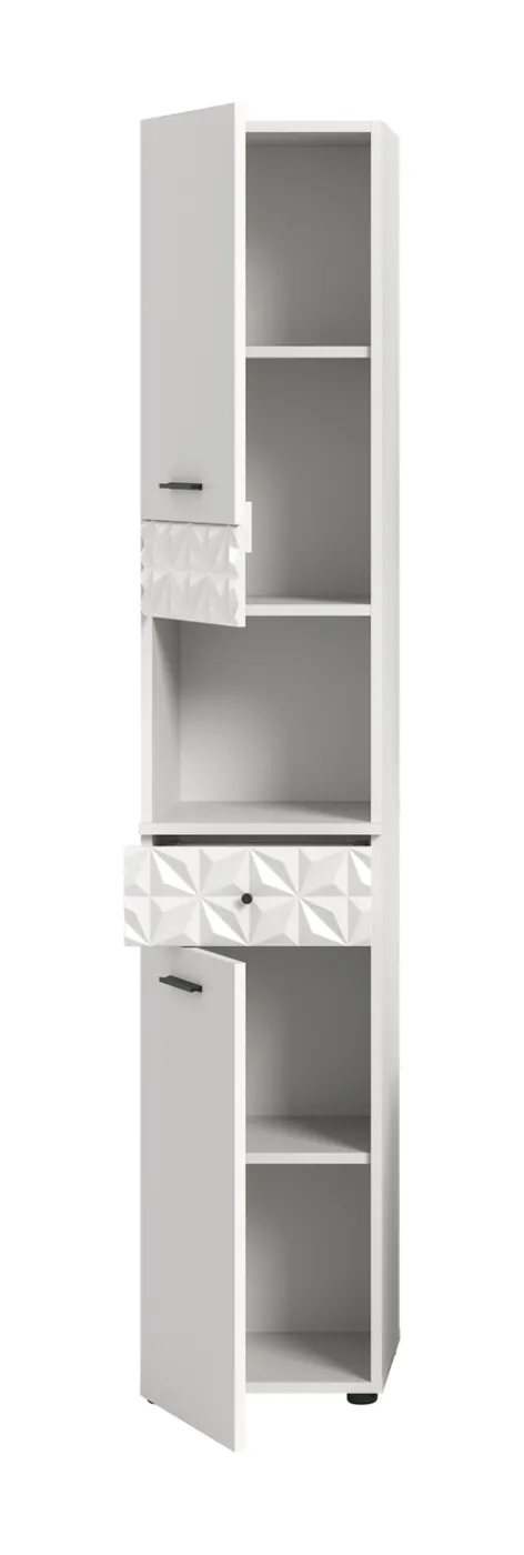 Hochschrank Prisma | weiß / weiß Hochglanz
