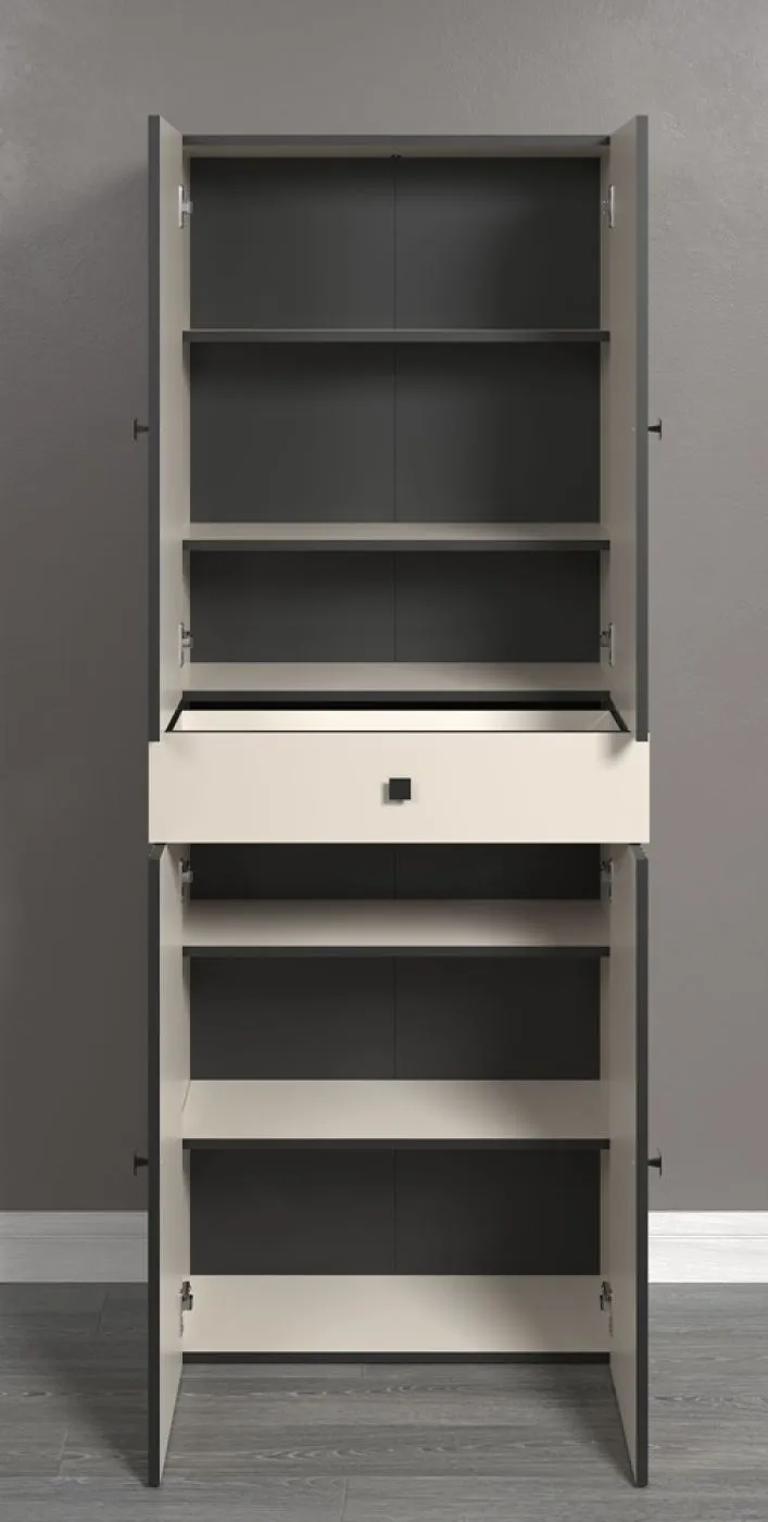 Hochschrank Pure Bliss mit Schubkasten, Kashmir Hellgrau Dekor – Ansicht 3