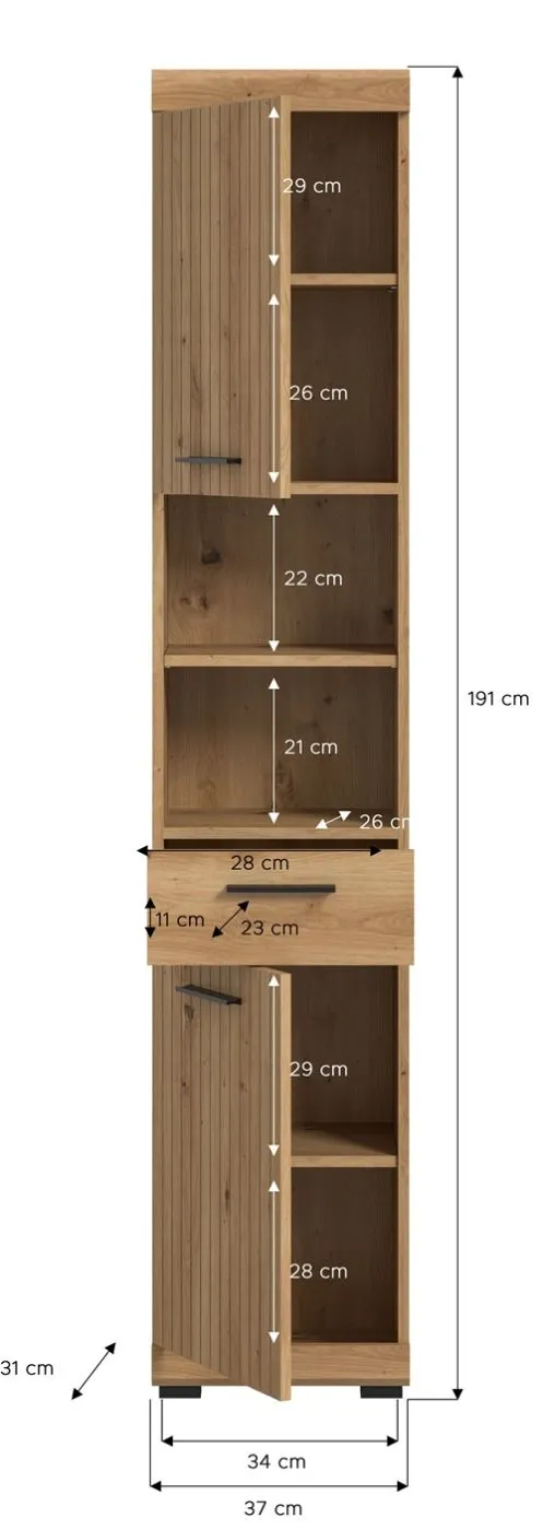 Hochschrank Scout | mit Schubkasten | Artisan Eiche