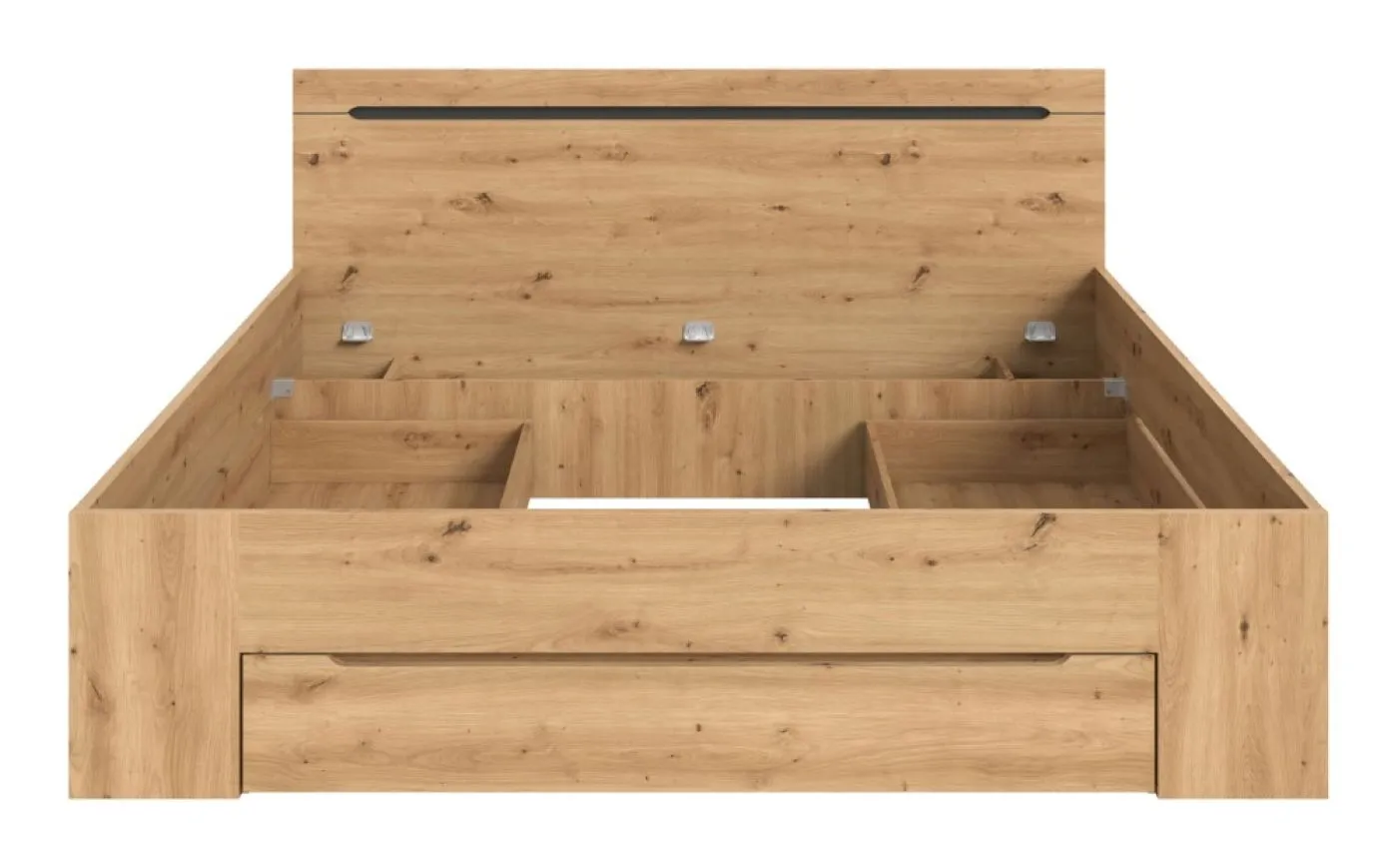 Holzbett Canu (L) | mit Auszüge | artisan / Basalt grau
