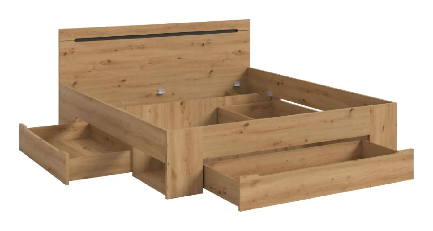 Holzbett Canu (L) | mit Auszüge | artisan / Basalt grau