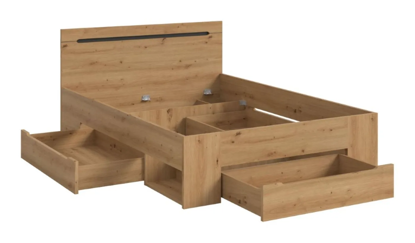 Holzbett Canu | mit Auszüge | artisan / Basalt grau