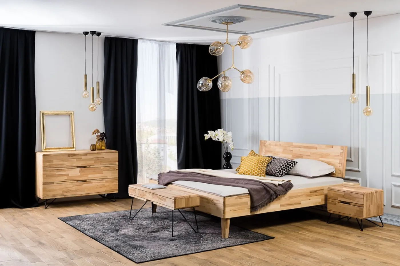 Holzbett massiv Atlanta | Buche weiß lackiert | 140x190