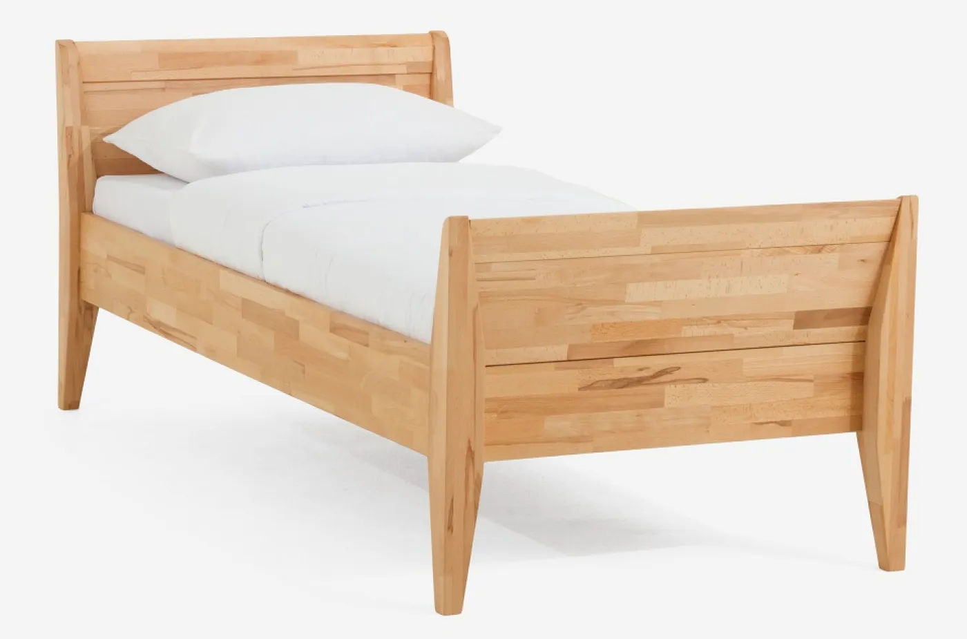 Holzbett massiv Jasmine | Kernbuche geölt | 100x190 | Kopfteil 3 mit Fußteil