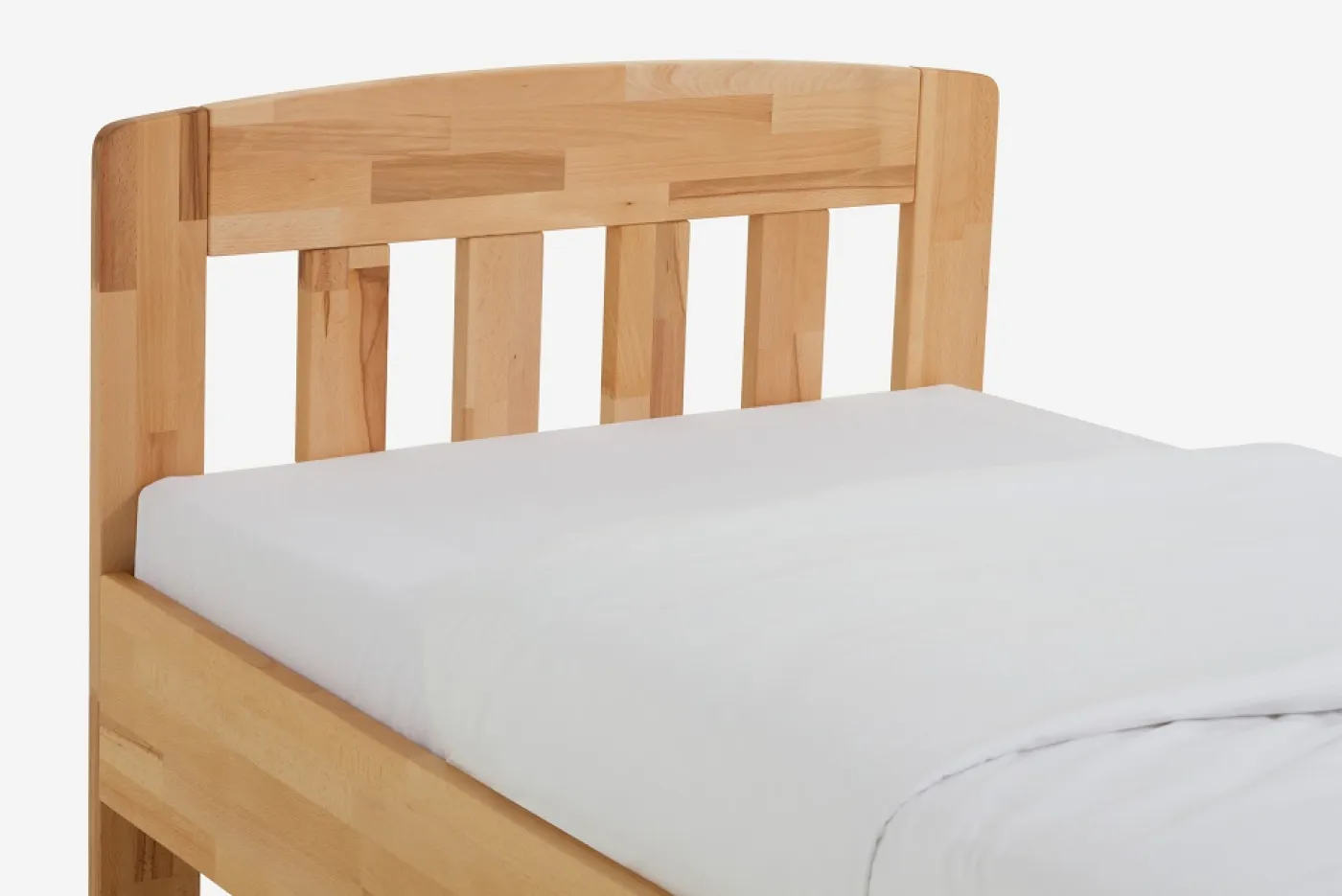 Holzbett massiv Jasmine | Kernbuche geölt | 100x200 | Kopfteil 1 mit Fußteil