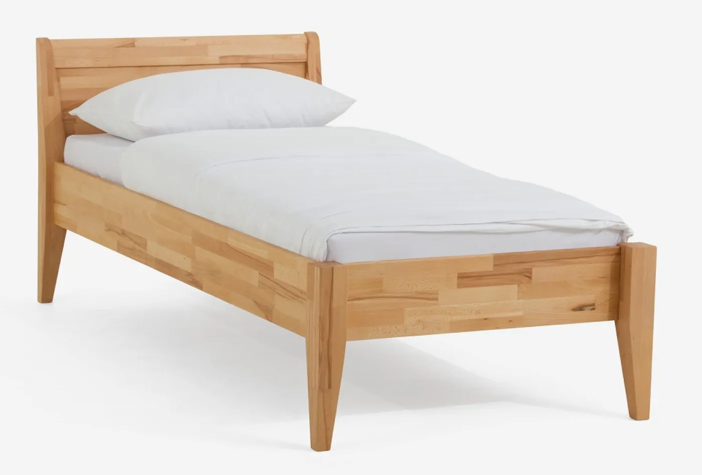 Holzbett massiv Jasmine | Kernbuche geölt | 100x200 | Kopfteil 3 ohne Fußteil