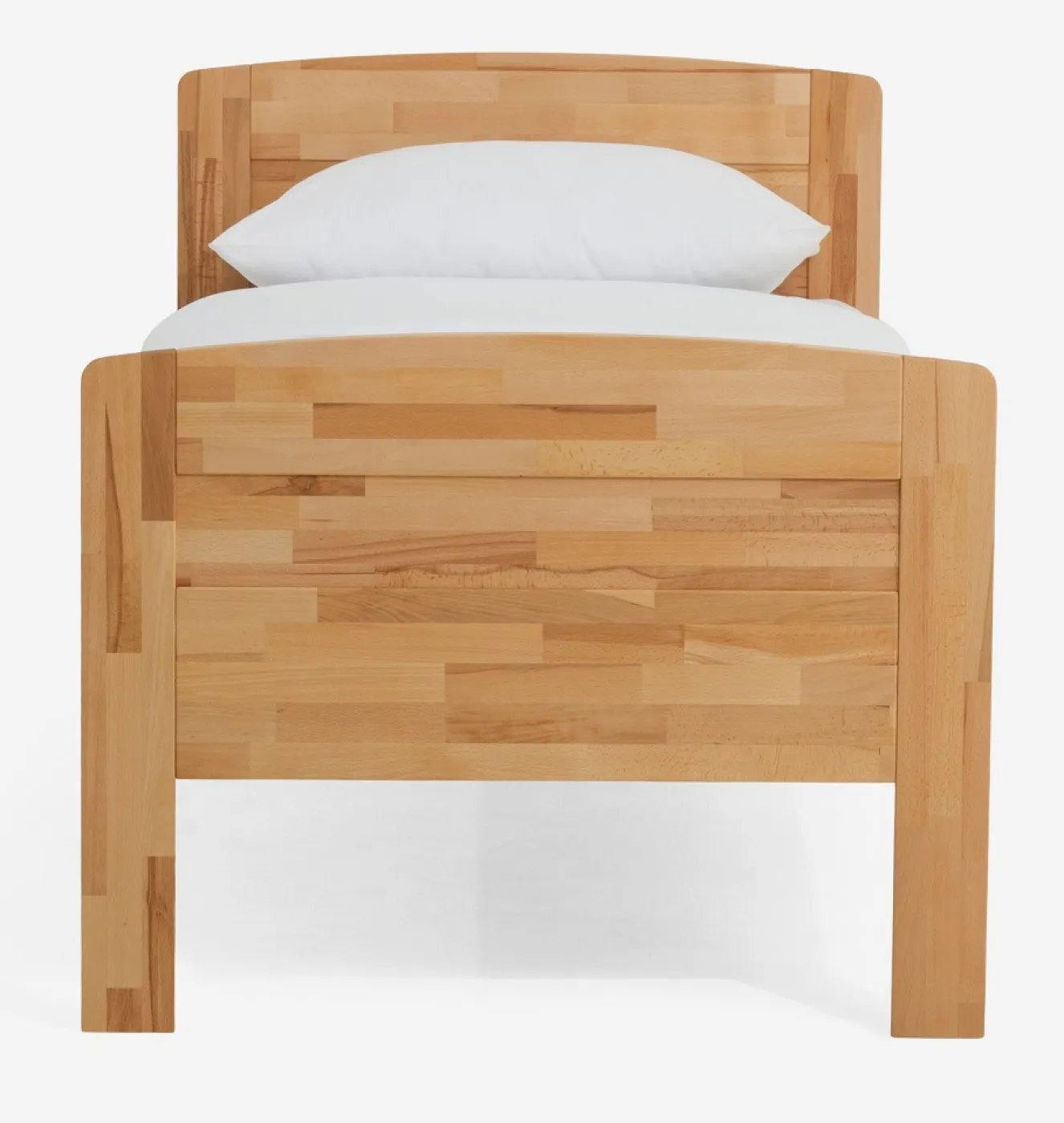 Holzbett massiv Jasmine | Kernbuche geölt | 100x220 | Kopfteil 2 mit Fußteil