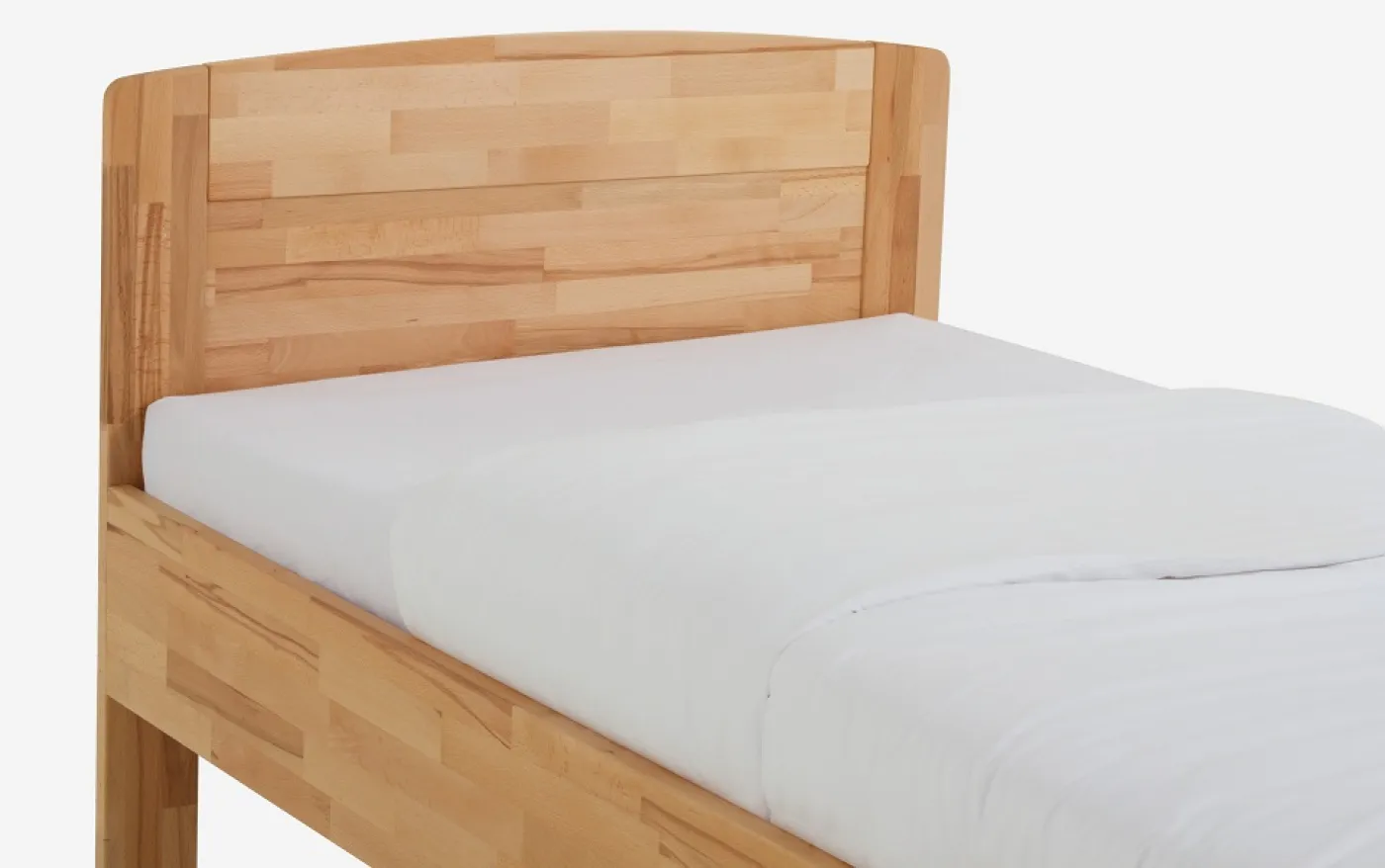 Holzbett massiv Jasmine | Kernbuche geölt | 120x210 | Kopfteil 2 ohne Fußteil