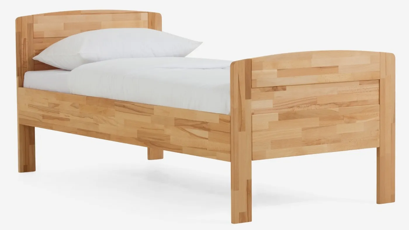 Holzbett massiv Jasmine | Kernbuche geölt | 120x220 | Kopfteil 2 mit Fußteil