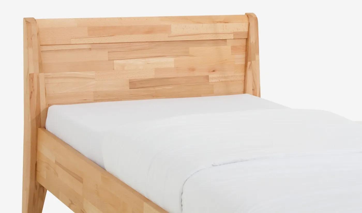 Holzbett massiv Jasmine | Kernbuche geölt | 120x220 | Kopfteil 3 mit Fußteil
