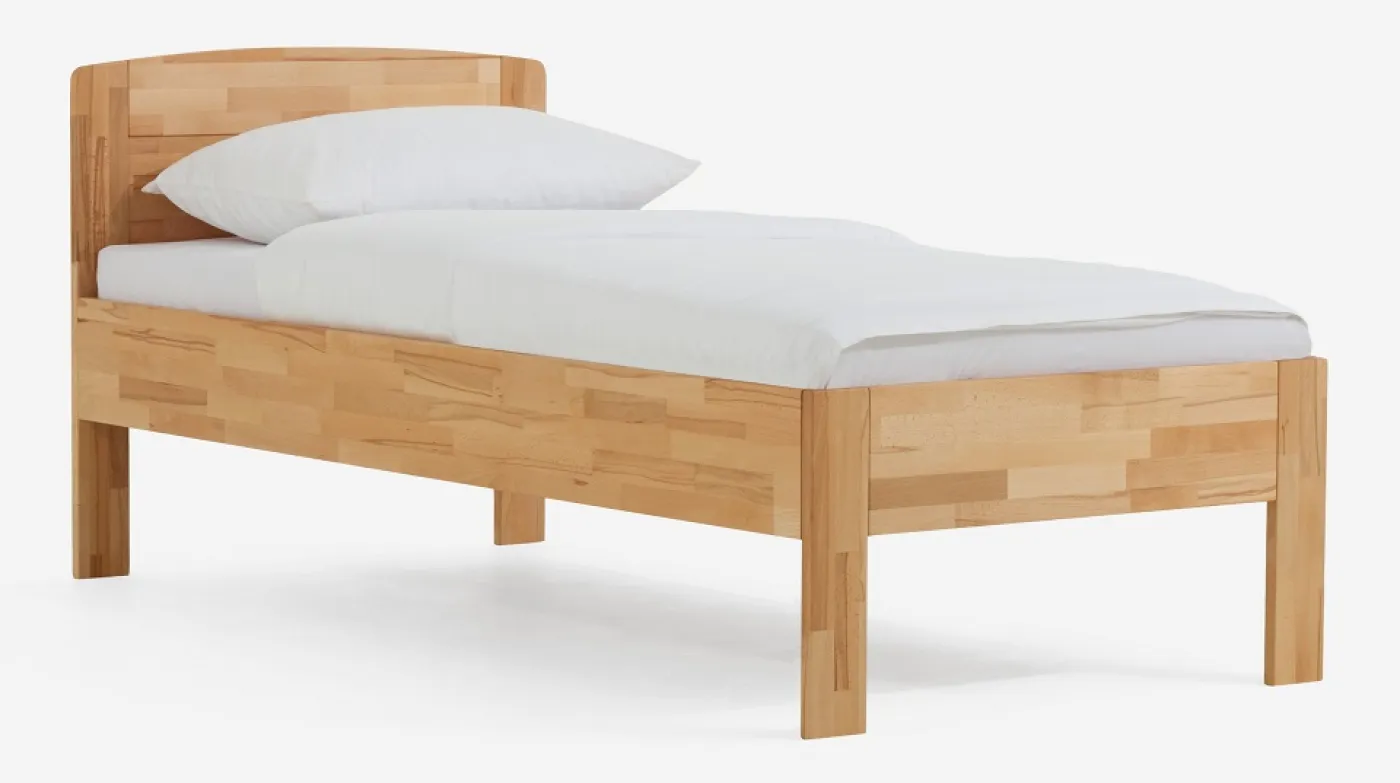 Holzbett massiv Jasmine | Kernbuche geölt | 90x190 | Kopfteil 2 ohne Fußteil