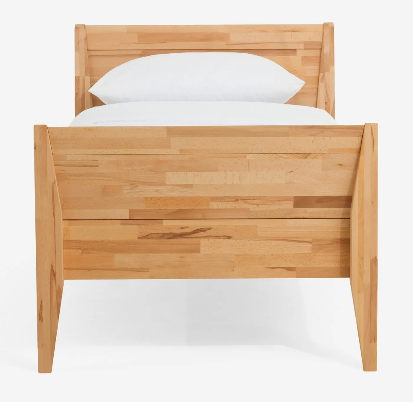 Holzbett massiv Jasmine | Kernbuche geölt | 90x190 | Kopfteil 3 mit Fußteil