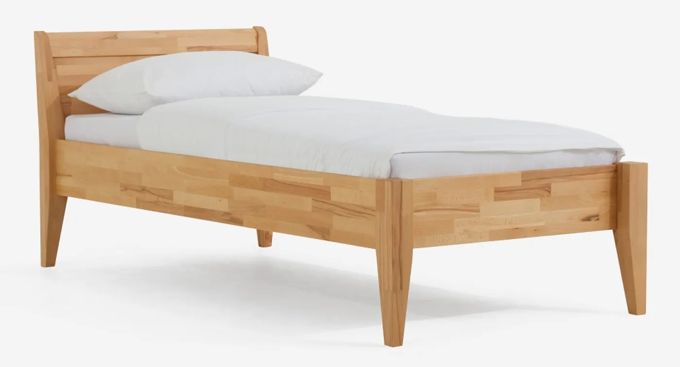 Holzbett massiv Jasmine | Kernbuche geölt | 90x190 | Kopfteil 3 ohne Fußteil