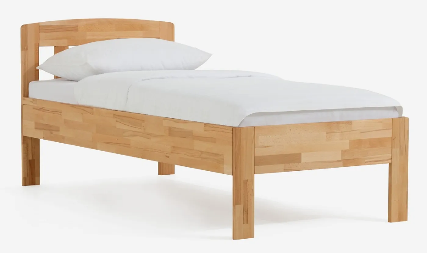 Holzbett massiv Jasmine | Kernbuche geölt | 90x220 | Kopfteil 1 ohne Fußteil