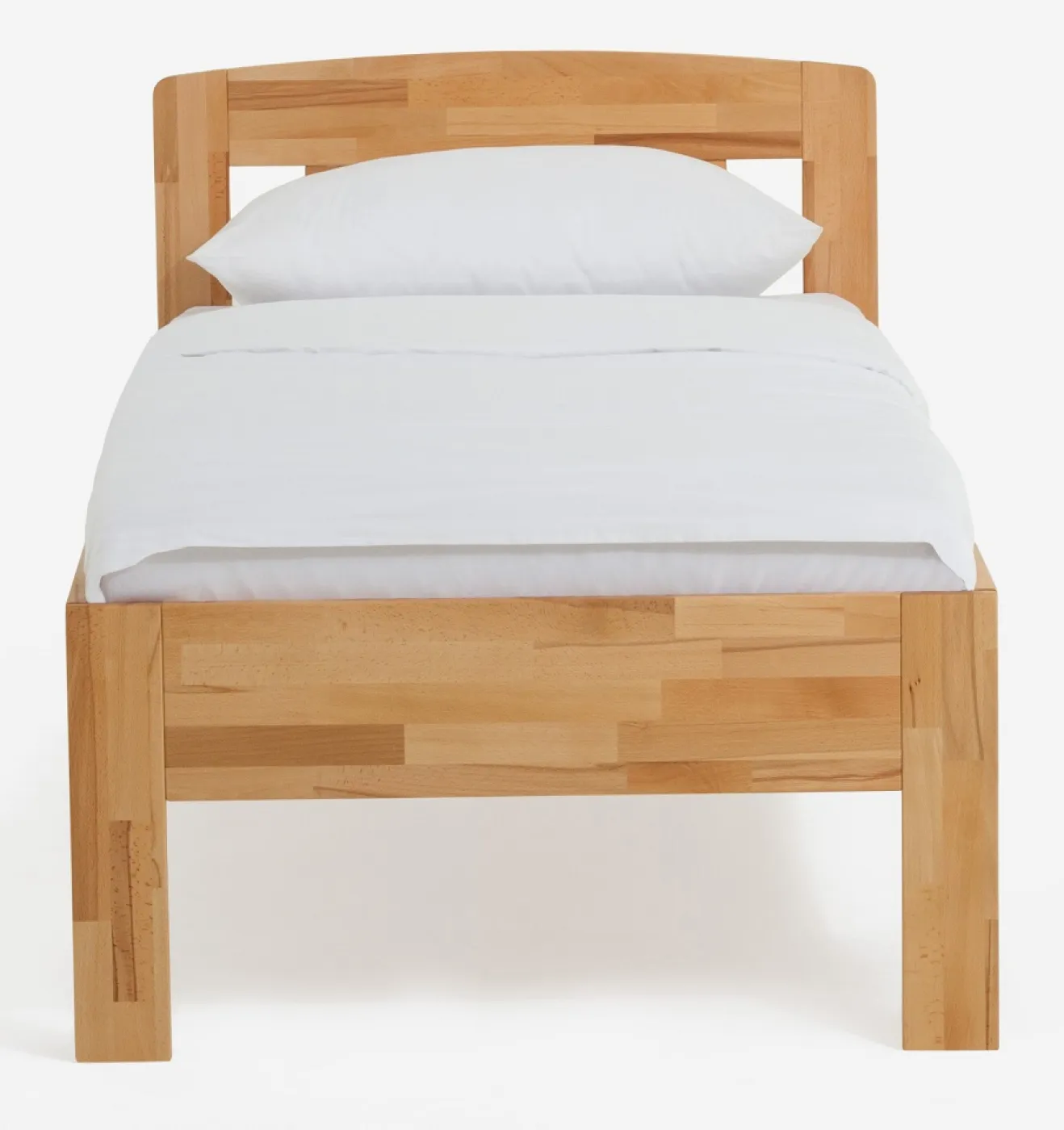 Holzbett massiv Jasmine | Kernbuche geölt | 90x220 | Kopfteil 1 ohne Fußteil