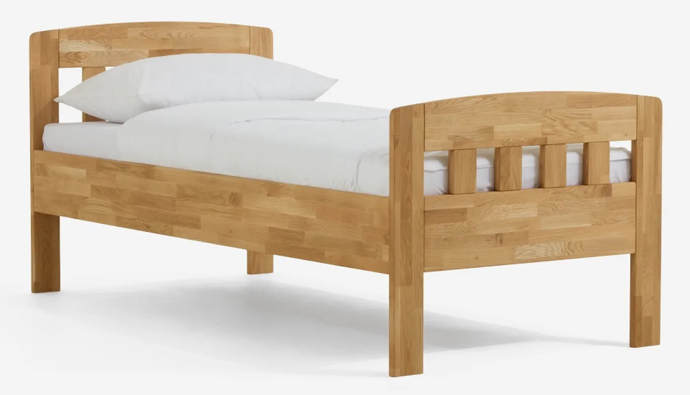 Holzbett massiv Jasmine | Wildeiche honig geölt | 100x220 | Kopfteil 1 mit Fußteil