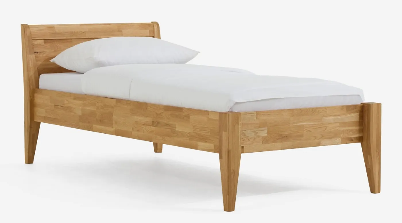 Holzbett massiv Jasmine | Wildeiche honig geölt | 100x220 | Kopfteil 2 ohne Fußteil