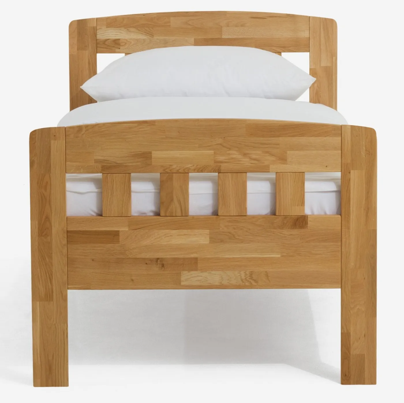 Holzbett massiv Jasmine | Wildeiche honig geölt | 120x210 | Kopfteil 1 mit Fußteil