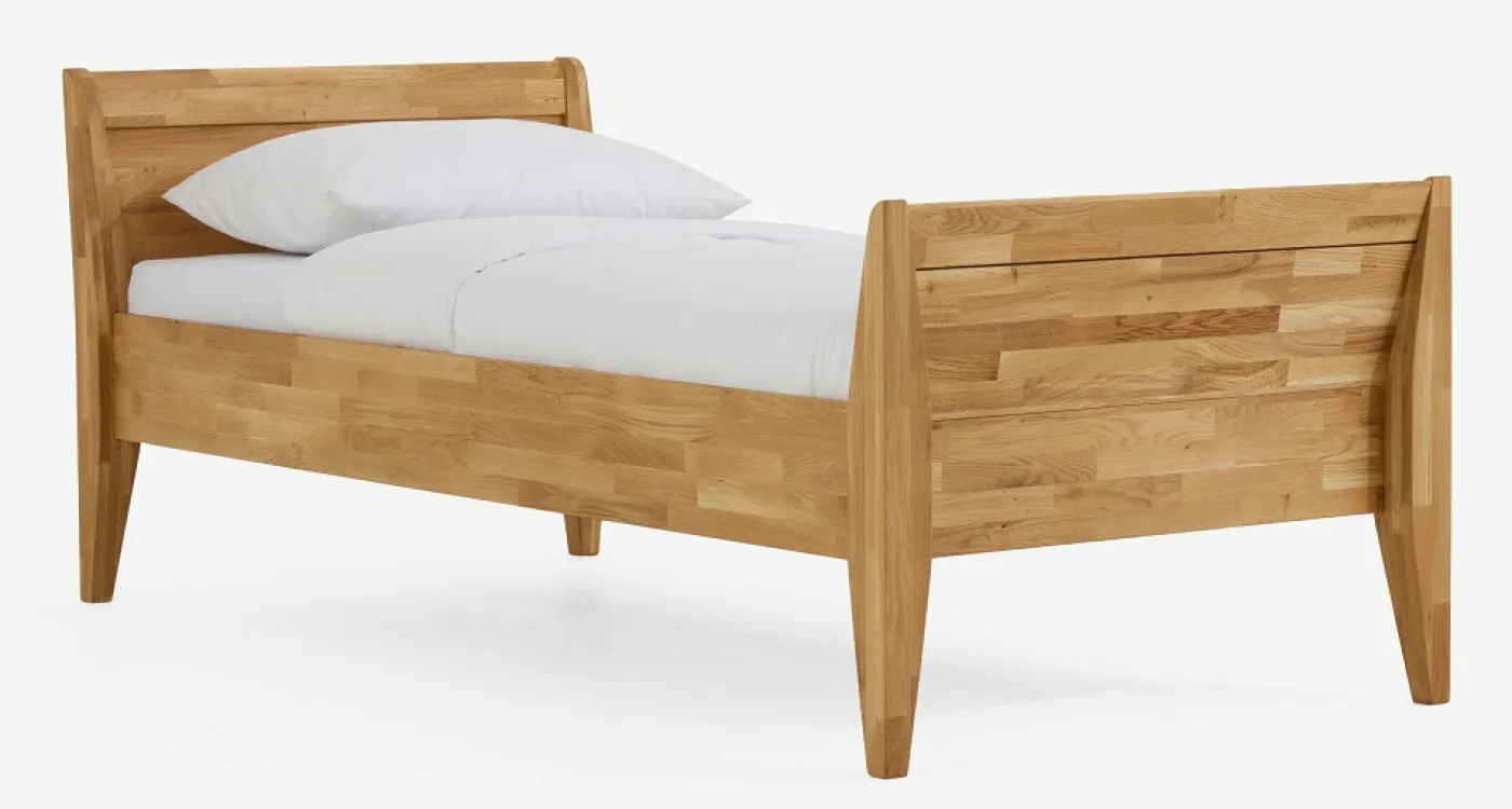 Holzbett massiv Jasmine | Wildeiche honig geölt | 120x220 | Kopfteil 2 mit Fußteil