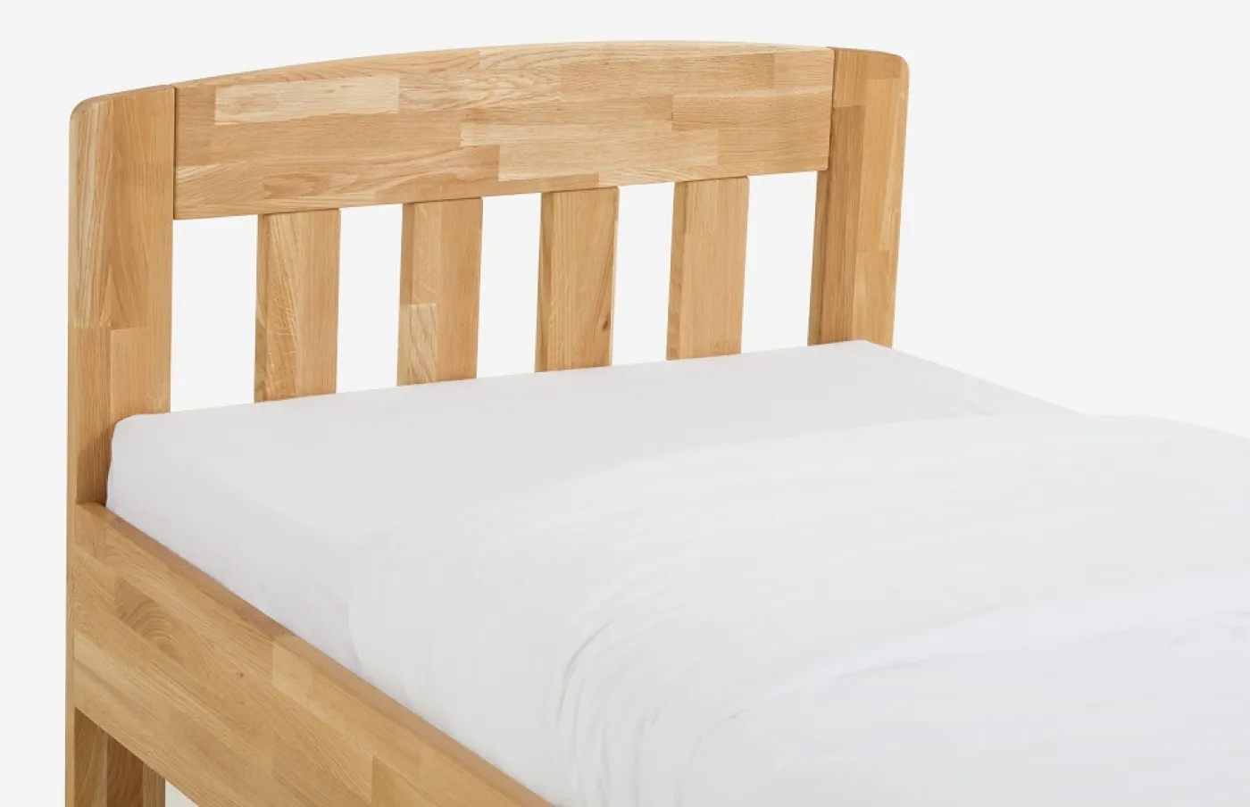 Holzbett massiv Jasmine | Wildeiche honig geölt | 90x200 | Kopfteil 1 ohne Fußteil