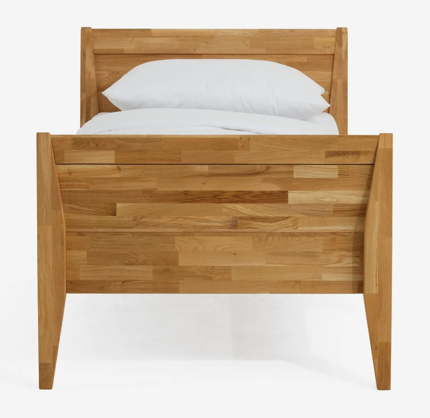 Holzbett massiv Jasmine | Wildeiche honig geölt | 90x210 | Kopfteil 2 mit Fußteil