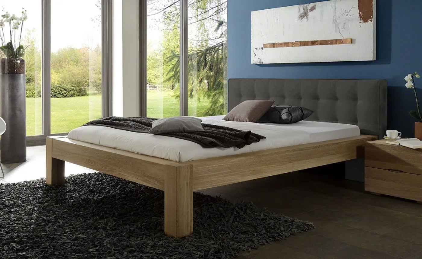 Holzbett massiv Lotus | Wildeiche Honig geölt | verschiedene Größen 160x210 Kopfteil 1