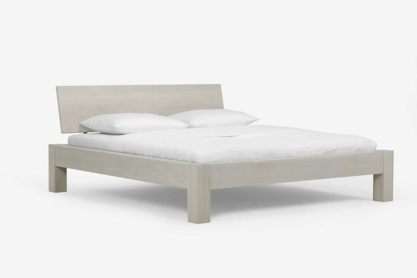 Holzbett massiv Lotus | Wildeiche weiß geölt | 140x220 | Kopfteil 1