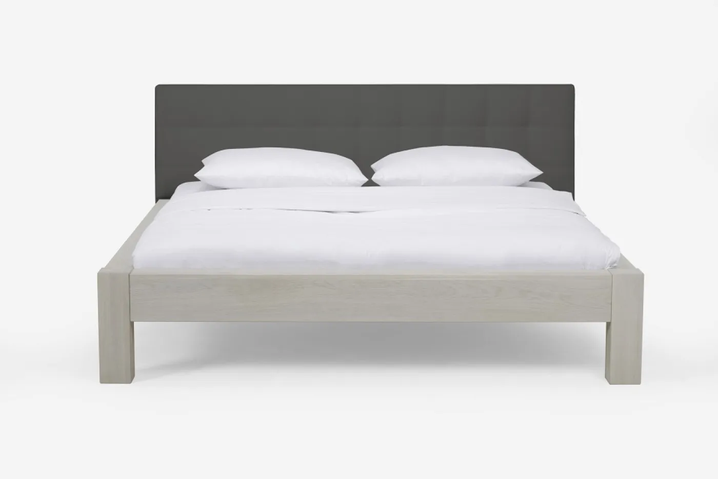 Holzbett massiv Lotus | Wildeiche weiß geölt | 180x200 | Kopfteil 2