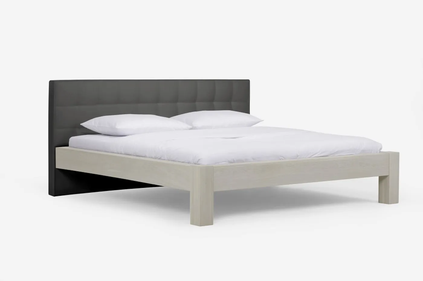 Holzbett massiv Lotus | Wildeiche weiß geölt | 180x220 | Kopfteil 2