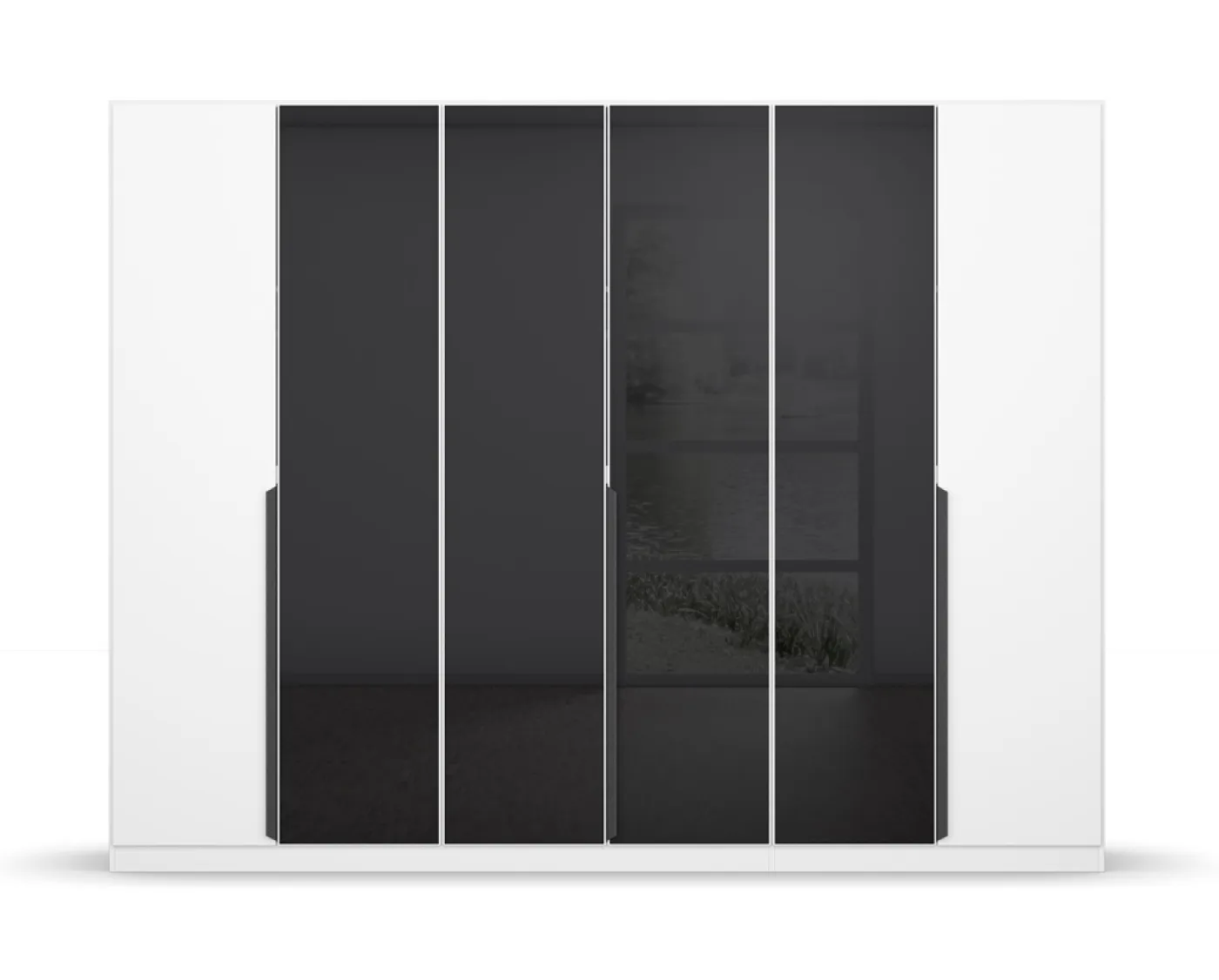 Kleiderschrank Drehtürenschrank Artemis | mit Glastüren | alpinweiß / basalt grau | verschiedene größen