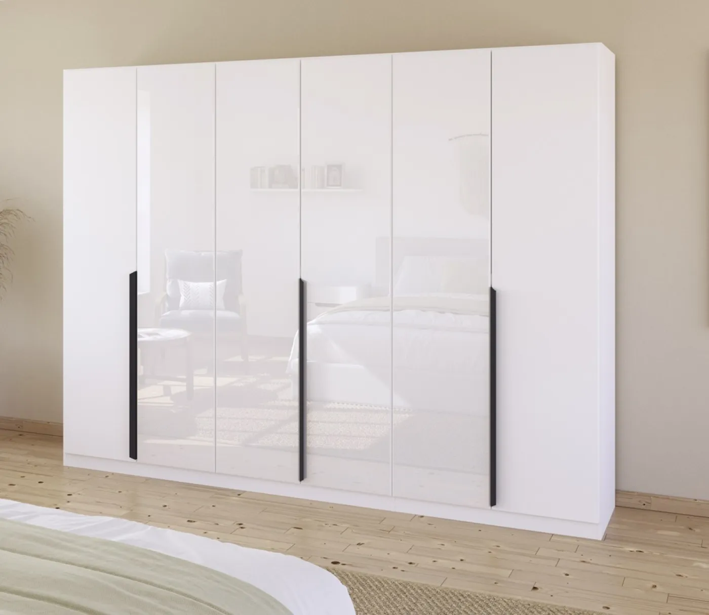 Kleiderschrank Drehtürenschrank Artemis | mit Glastüren | alpinweiß / weiß | verschiedene größen