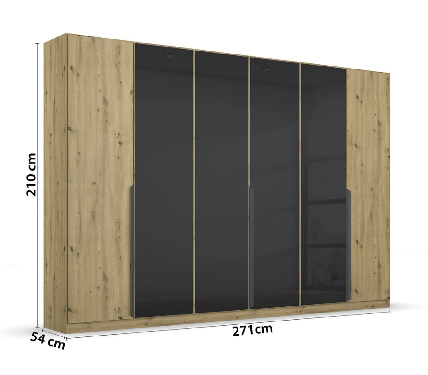Kleiderschrank Drehtürenschrank Artemis | mit Glastüren | Eiche Artisan / basalt grau | verschiedene größen