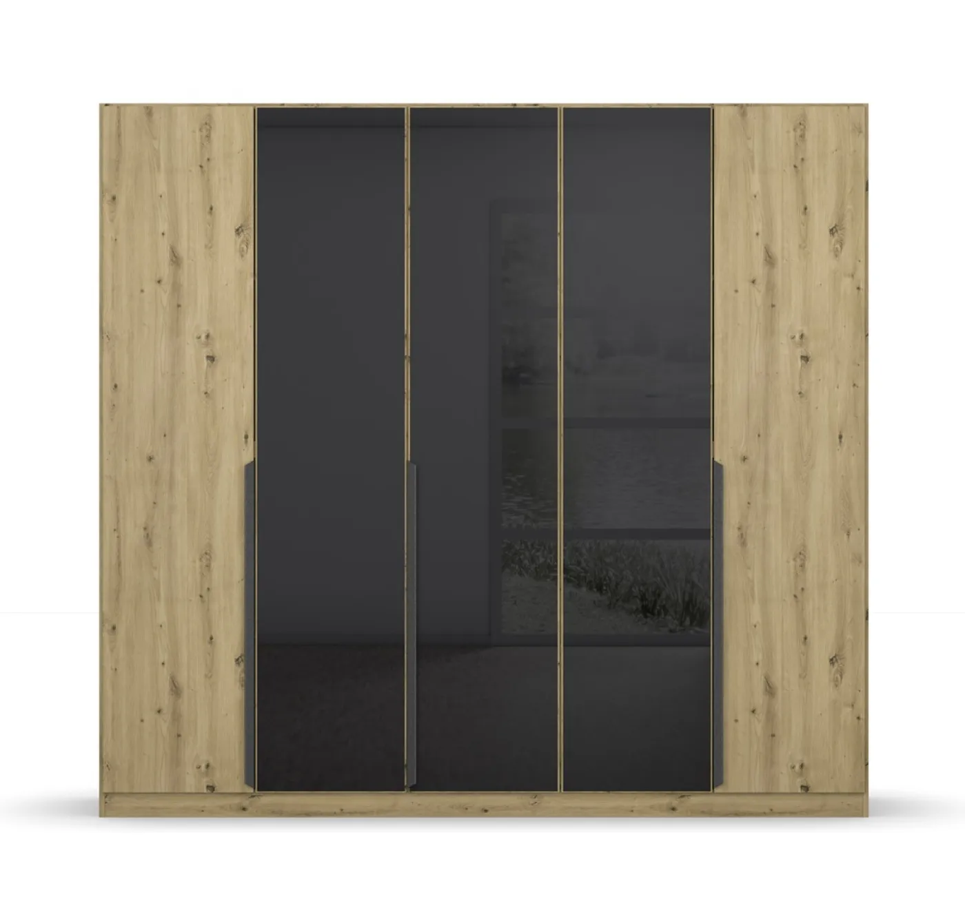 Kleiderschrank Drehtürenschrank Artemis | mit Glastüren | Eiche Artisan / basalt grau | verschiedene größen