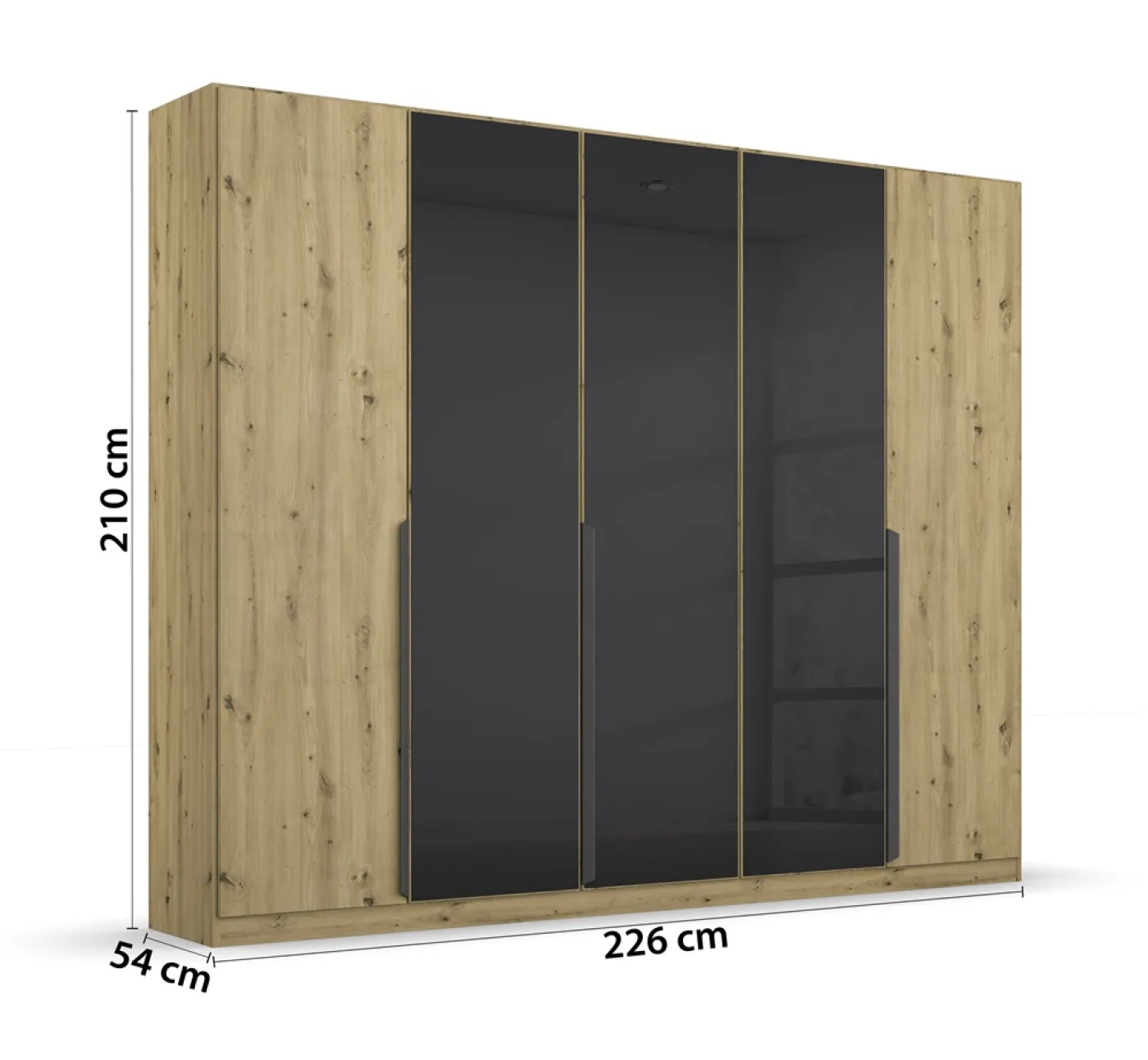 Kleiderschrank Drehtürenschrank Artemis | mit Glastüren | Eiche Artisan / basalt grau | verschiedene größen