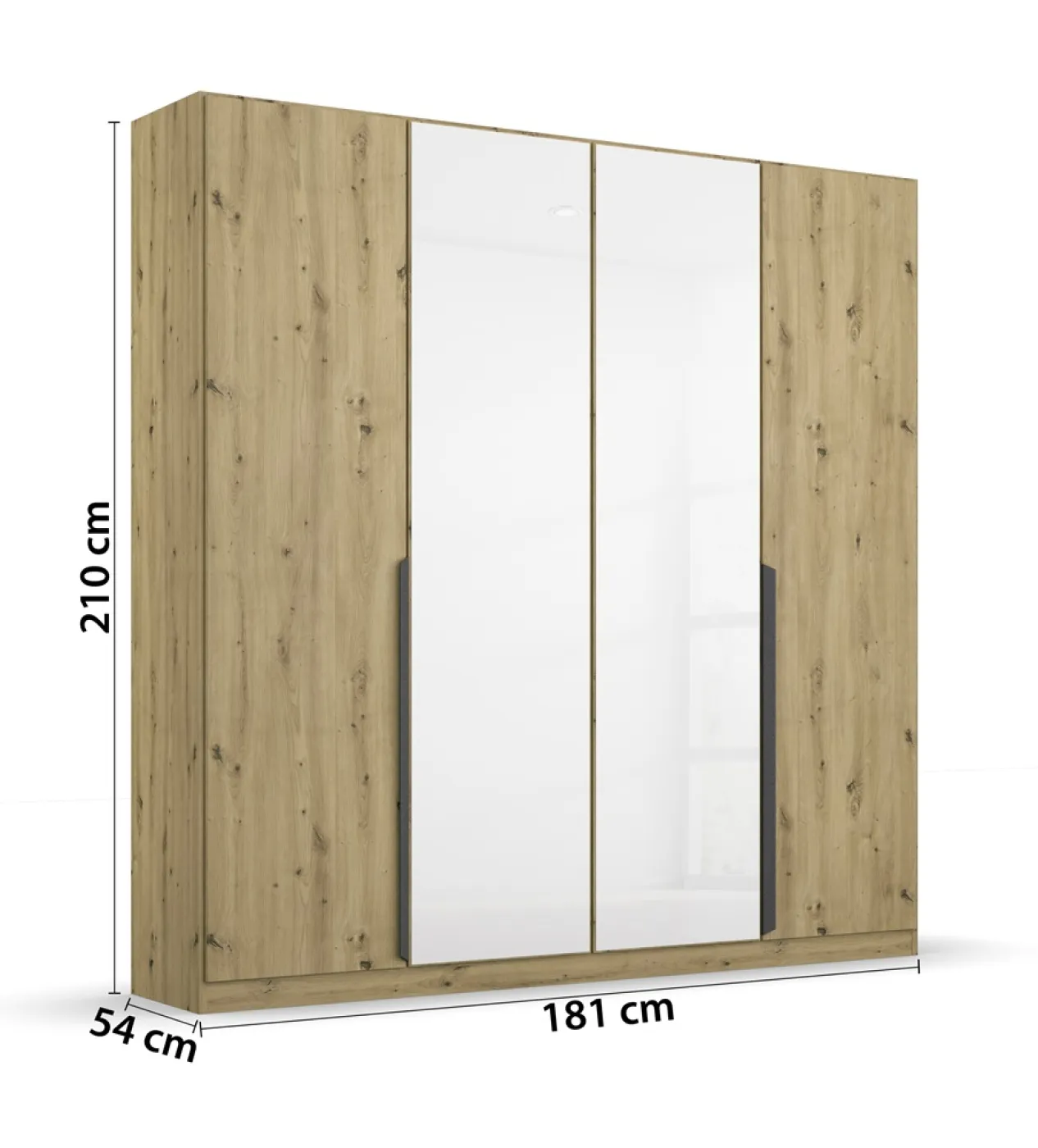 Kleiderschrank Drehtürenschrank Artemis | mit Glastüren | Eiche Artisan / weiß | verschiedene größen